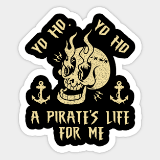 Yo Ho Yo Ho A Pirate's Life For Me Funny Pirate Skull Sticker